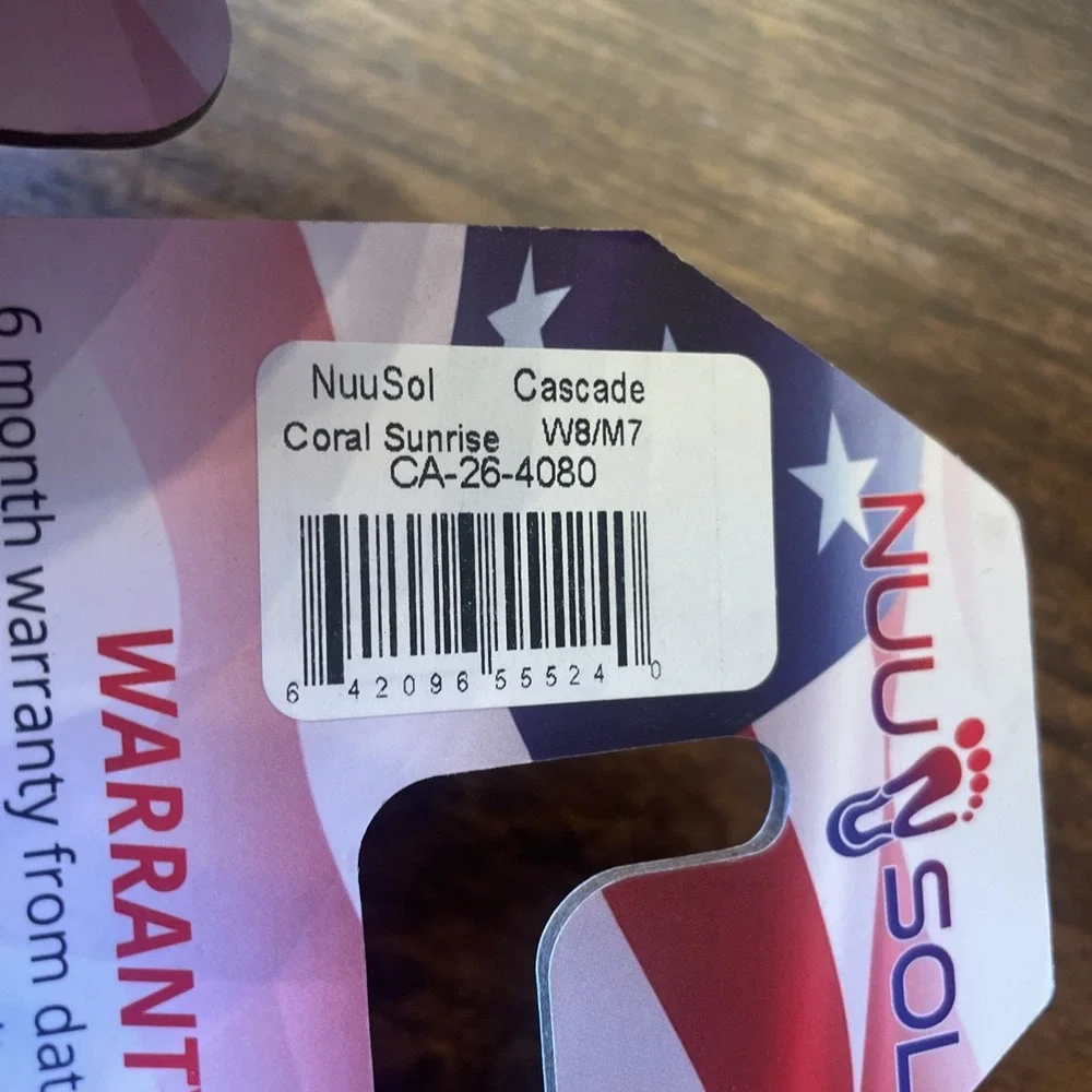 NuuSol Cascade Coral Sunrise W 8 M 7 Flip Flops New Made In The USA
